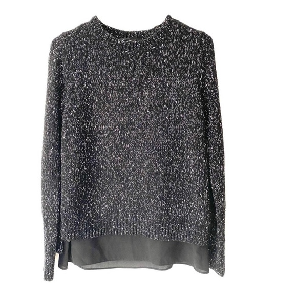 Club Monaco Kaelane Mixed Media Sweater Black Size Medium - Picture 2 of 16